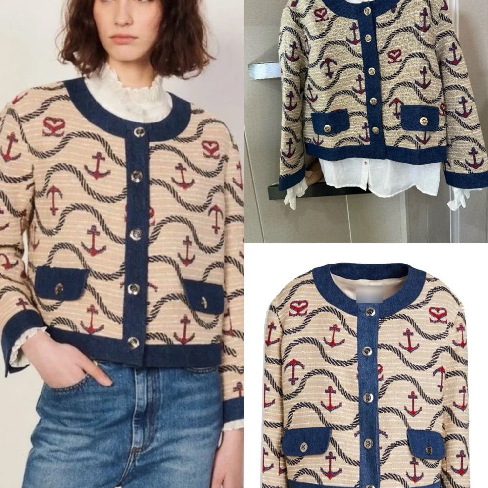 Nautical Anchor Pattern Cardigan - image 2